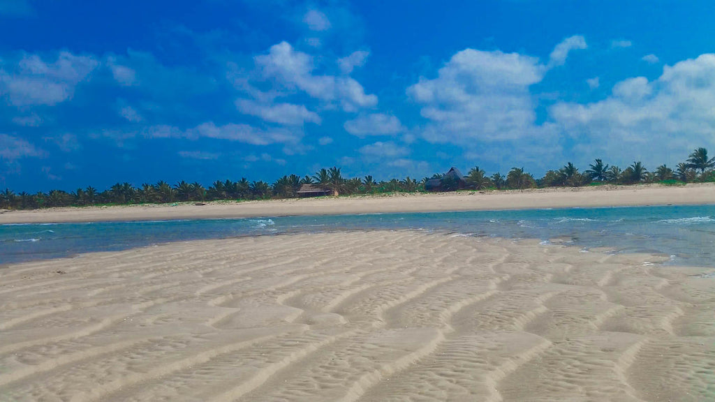 On the sand bank in front of the Bar & Restaurant