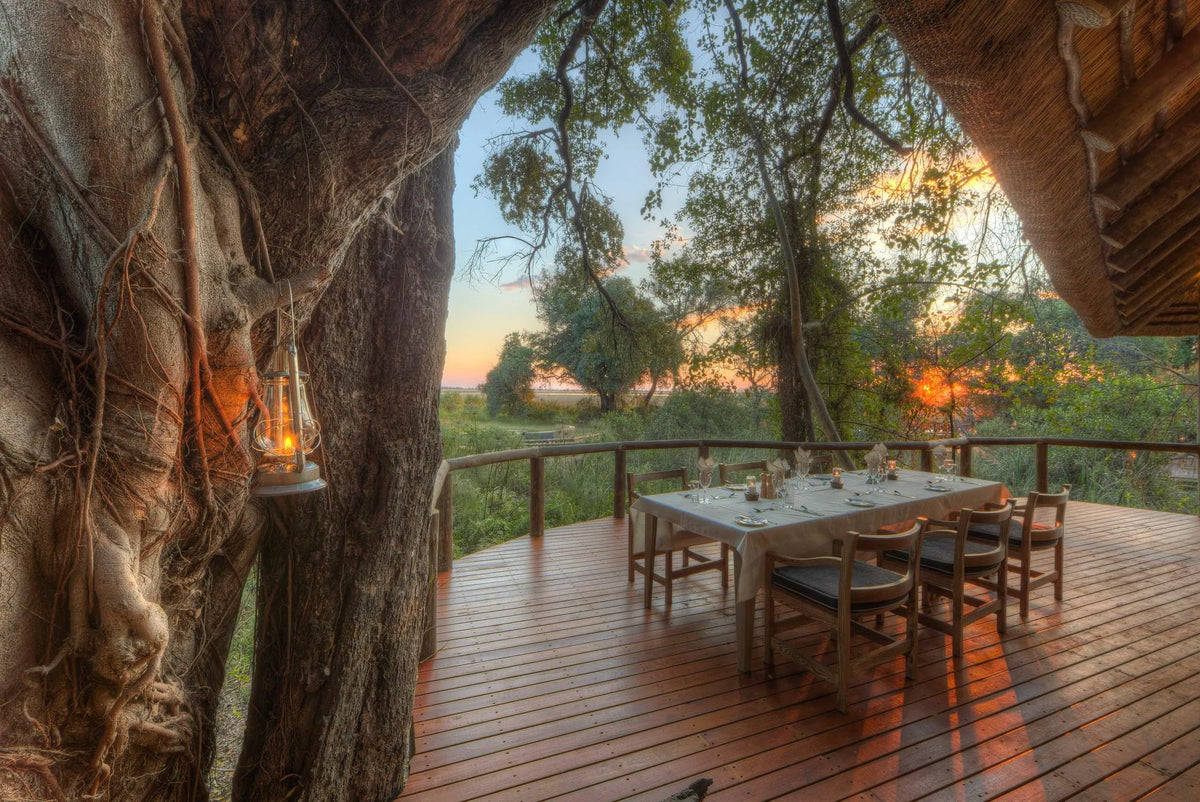 Camp Moremi Outdoor Dining at Camp Moremi, Moremi Game Reserve, Botswana.