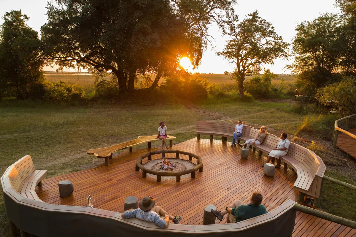 Camp Moremi Open Air Fire Deck at Camp Moremi, Moremi Game Reserve, Botswana.