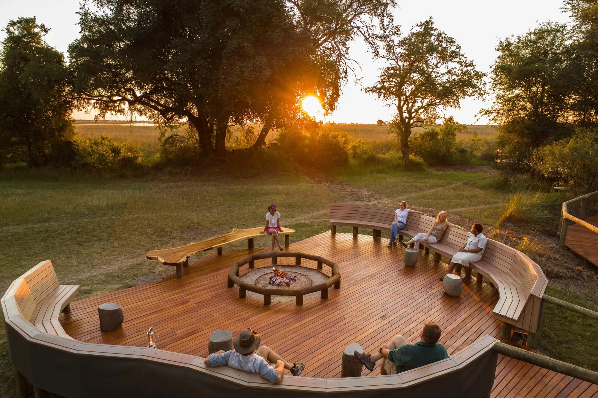 Camp Moremi Open Air Fire Deck at Camp Moremi, Moremi Game Reserve, Botswana.