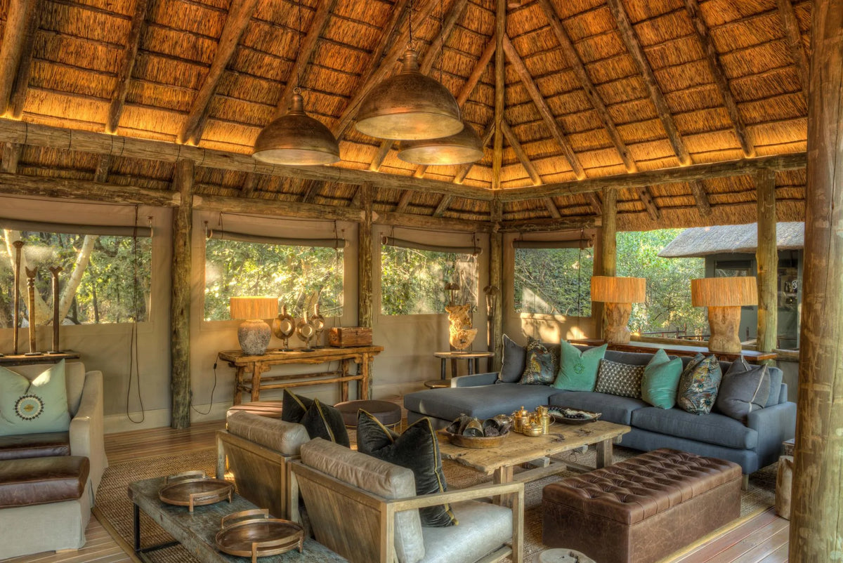 Camp Moremi Lounge at Camp Moremi, Moremi Game Reserve, Botswana.