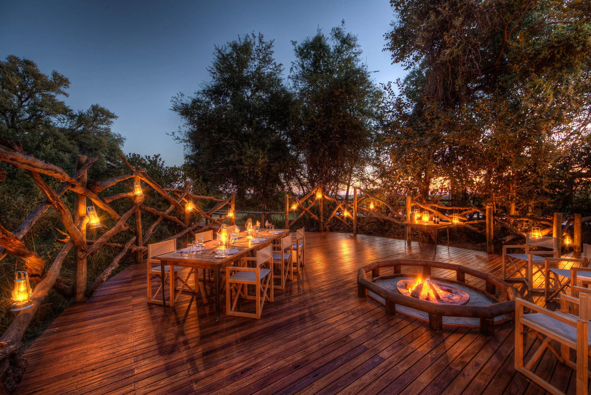 Camp Moremi dinner area at Camp Moremi, Moremi Game Reserve, Botswana.