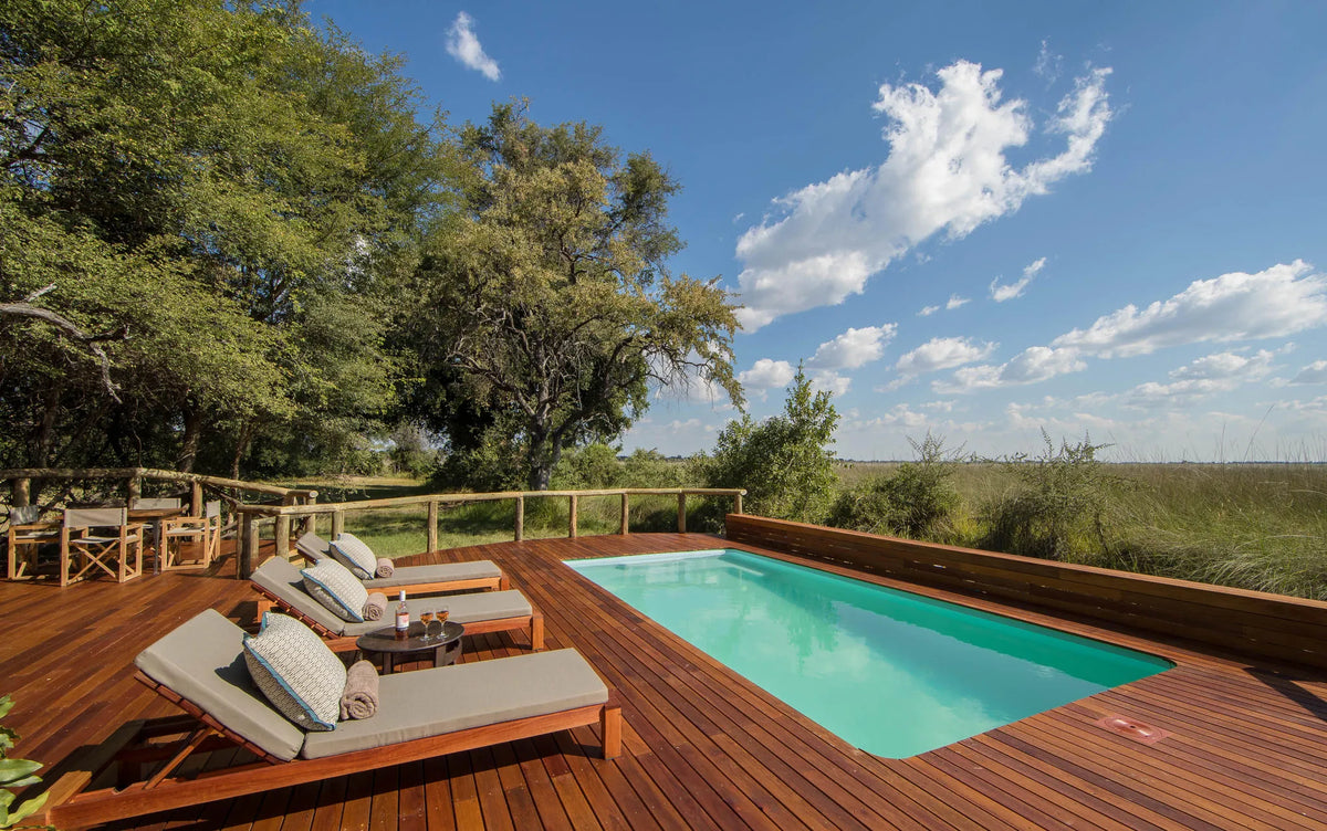 Camp Moremi guest pool at Camp Moremi, Moremi Game Reserve, Botswana.