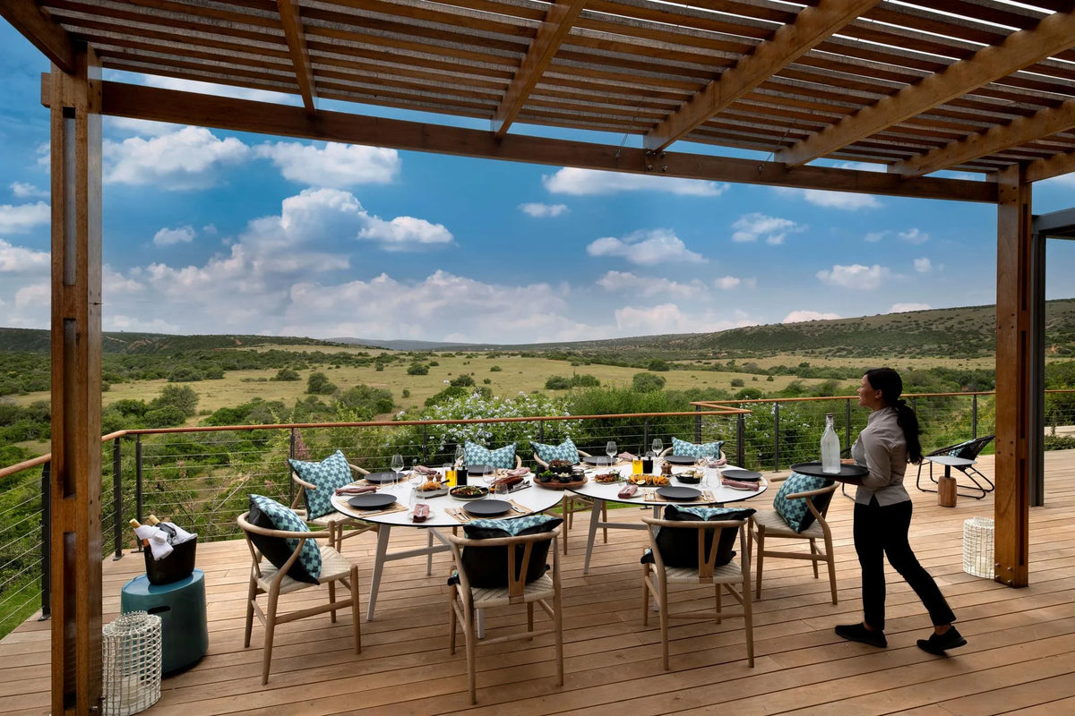 Deck Area at Sarili at Shamwari Private Game Reserve, Shamwari Private Game Reserve, South Africa.