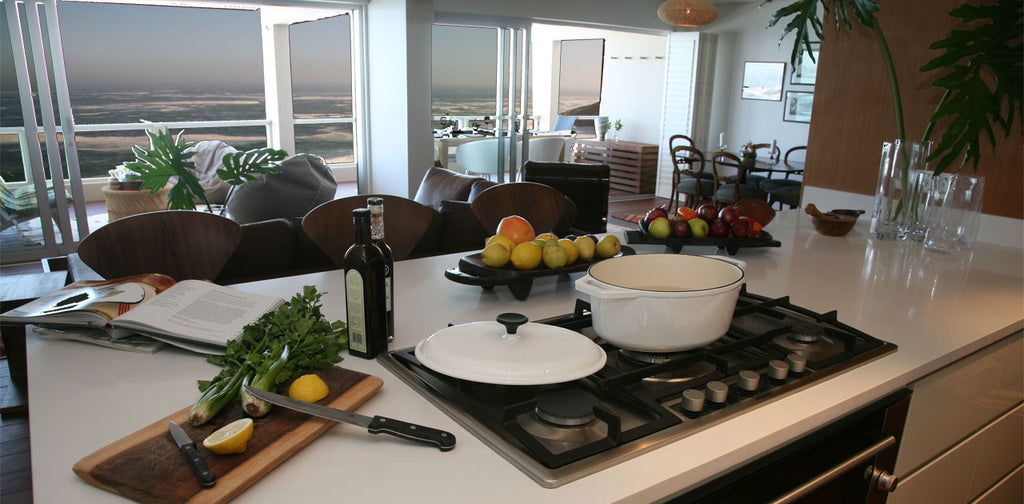Kitchen living area with view