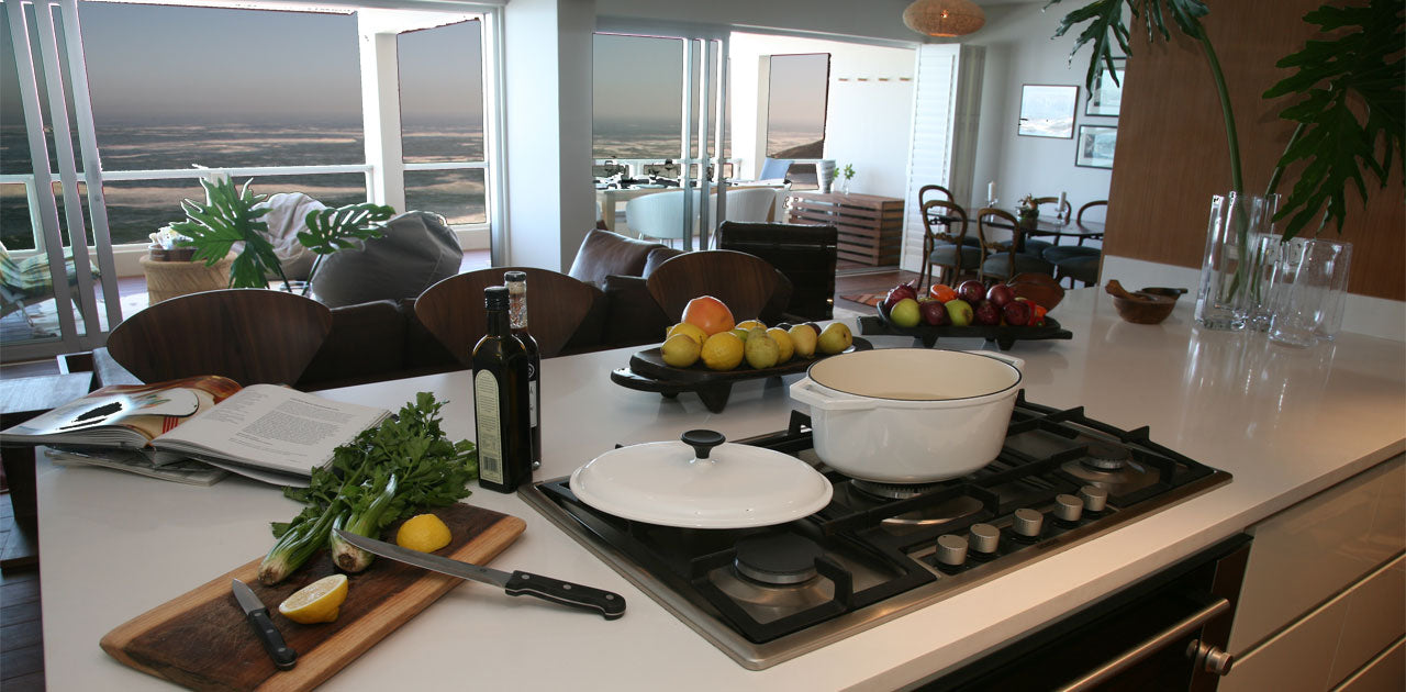 Kitchen living area with view
