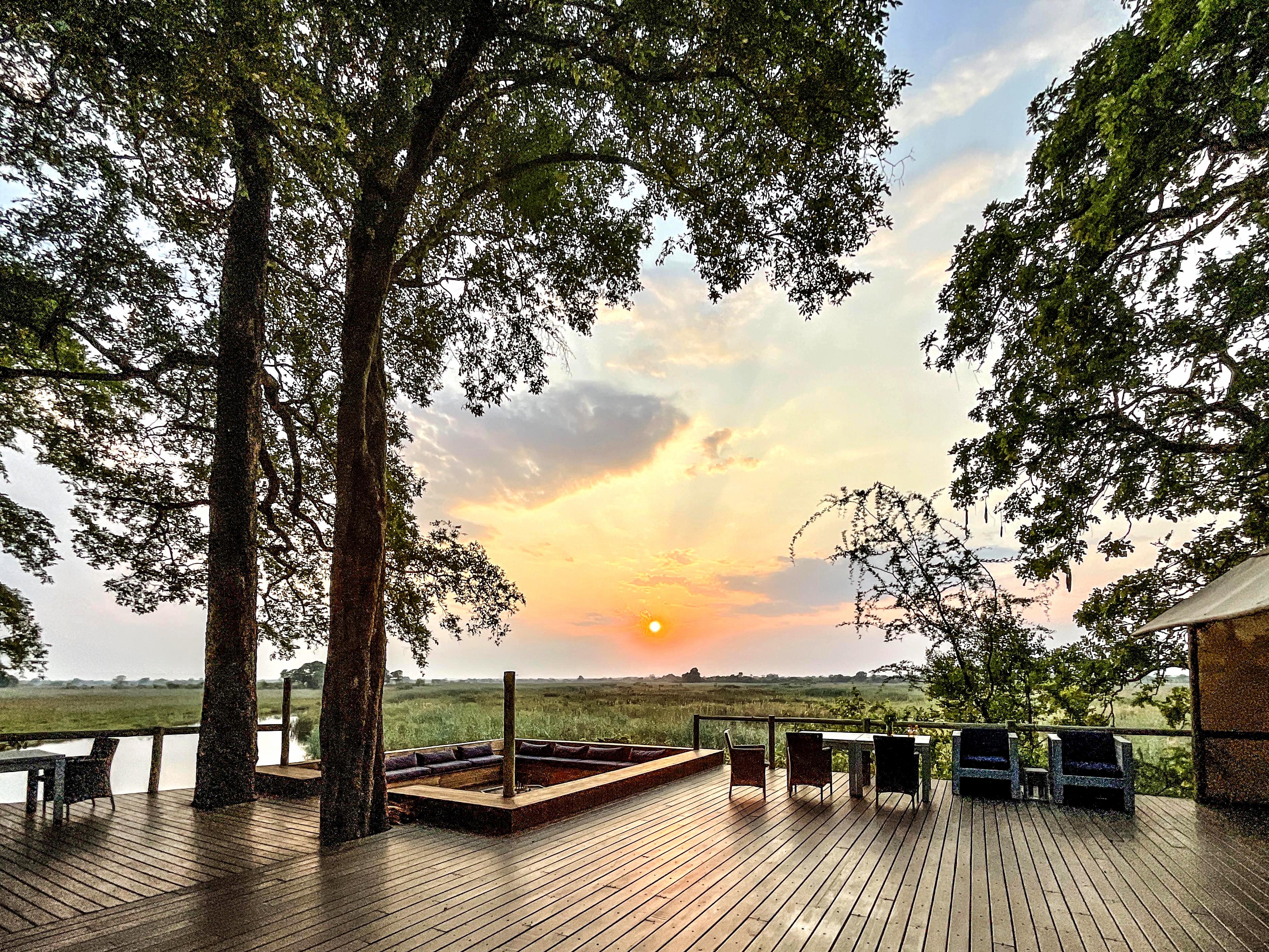 Kazile Island Lodge Deck at Sunset