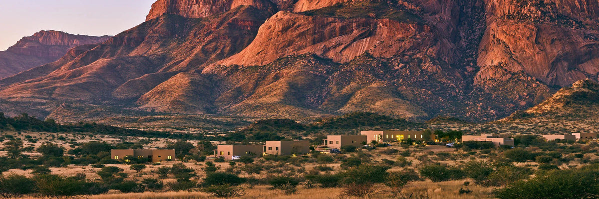 Hohenstein-in-front-of-Mountain-Hohenstein-Lodge at Hohenstein Lodge, Erongo Mountains, Namibia.