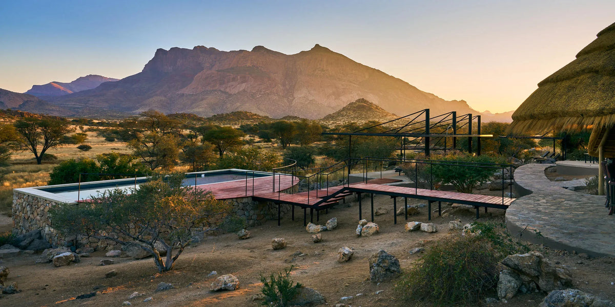 Pool-and-Scenery-Hohenstein-Lodge at Hohenstein Lodge, Erongo Mountains, Namibia.