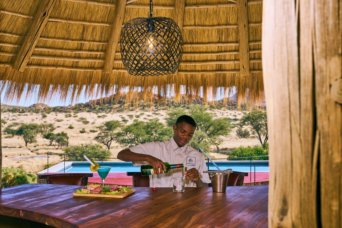 Poolbar-Hohenstein-Lodge at Hohenstein Lodge, Erongo Mountains, Namibia.
