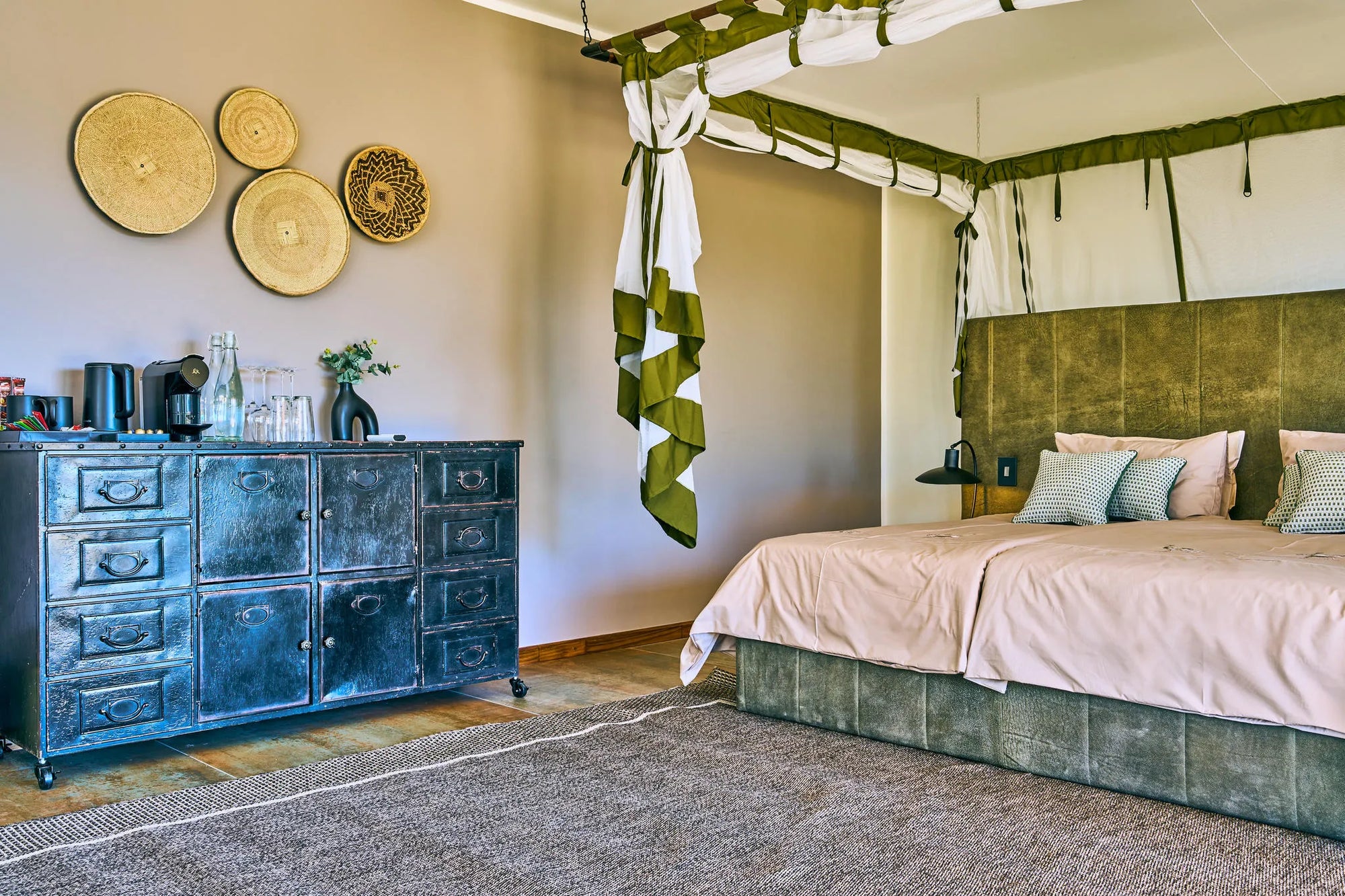 Rooms-Bedroom-Hohenstein-Lodge at Hohenstein Lodge, Erongo Mountains, Namibia.