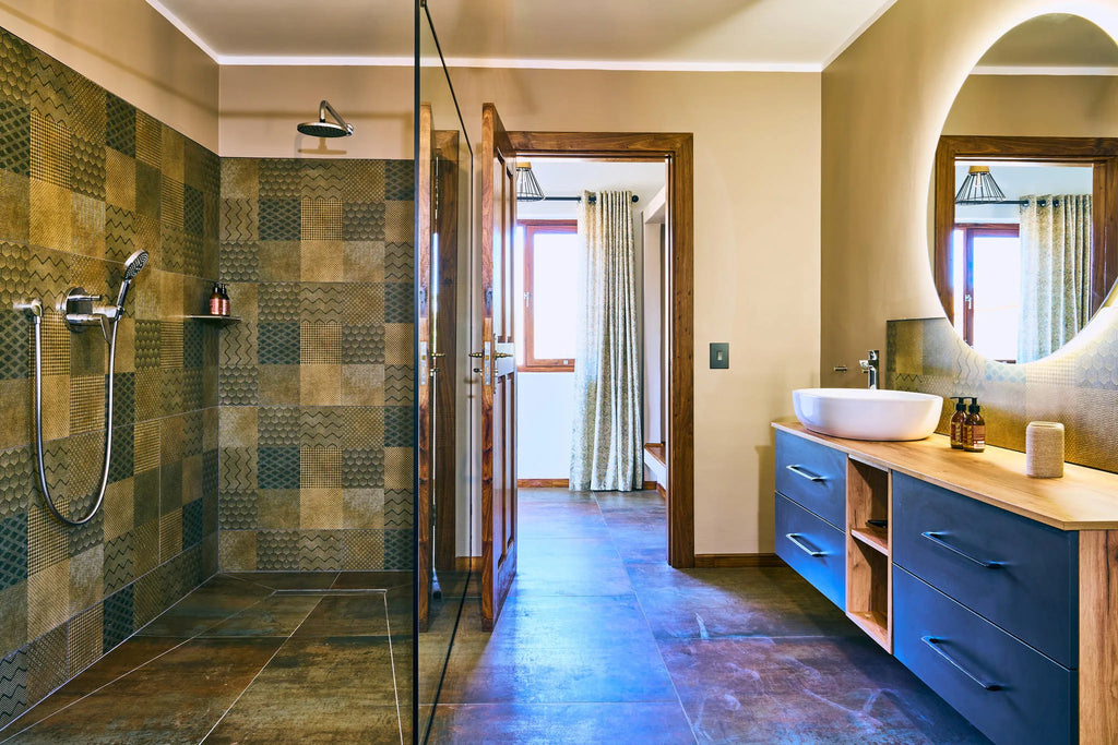 Rooms-Bathroom-Hohenstein-Lodge at Hohenstein Lodge, Erongo Mountains, Namibia.