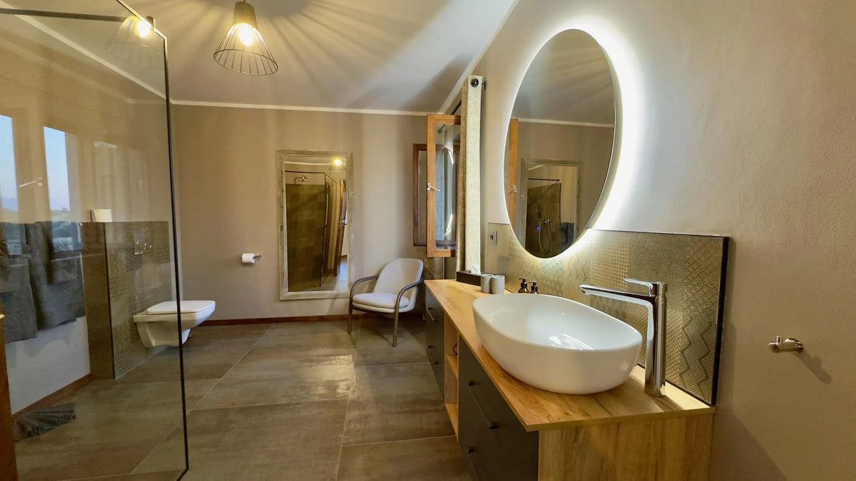 Rooms-Bathroom-Hohenstein-Lodge at Hohenstein Lodge, Erongo Mountains, Namibia.