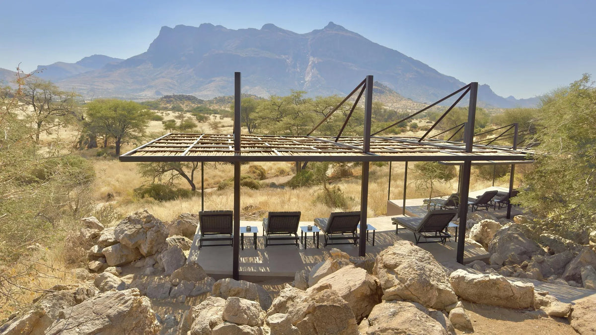 Pool-Area-Hohenstein-Lodge at Hohenstein Lodge, Erongo Mountains, Namibia.