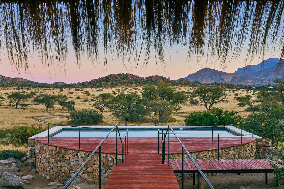 Pool-Hohenstein-Lodge at Hohenstein Lodge, Erongo Mountains, Namibia.