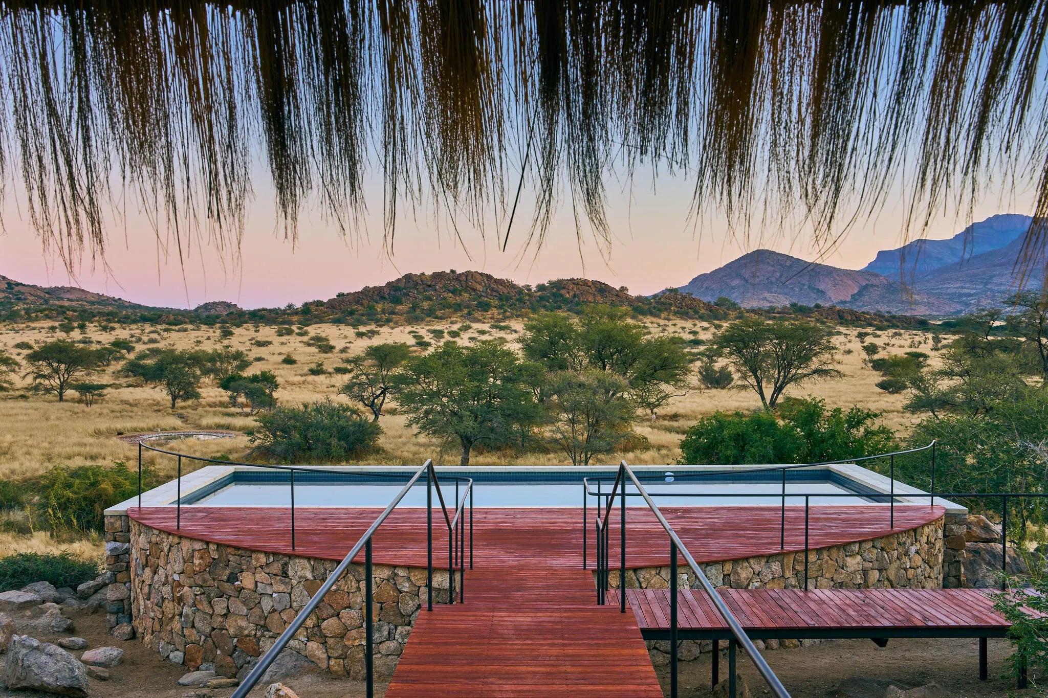 Pool-Hohenstein-Lodge at Hohenstein Lodge, Erongo Mountains, Namibia.