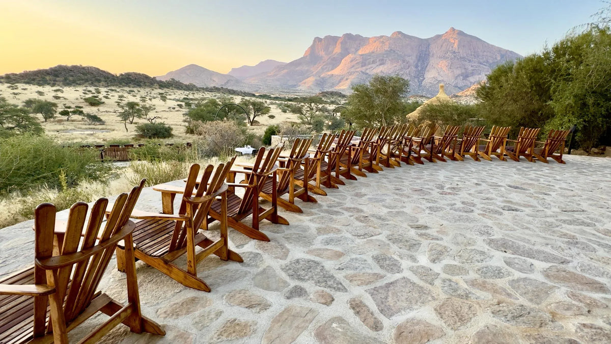 Terrace-Hohenstein-Lodge at Hohenstein Lodge, Erongo Mountains, Namibia.