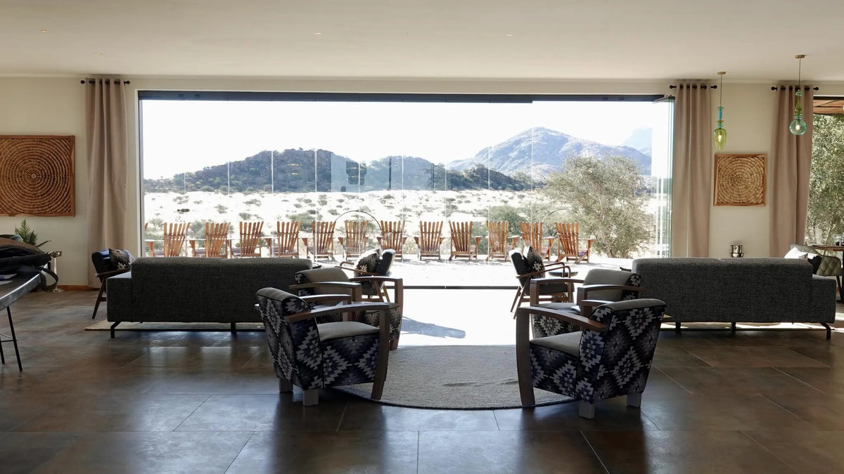 Lounge-Hohenstein-Lodge at Hohenstein Lodge, Erongo Mountains, Namibia.