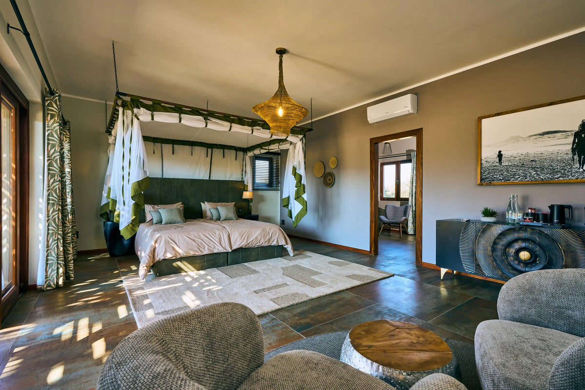 Double-Chalet-1-Livingroom-Hohenstein-Lodge at Hohenstein Lodge, Erongo Mountains, Namibia.