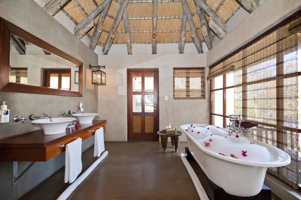Bathroom View at Divava Okavango Resort & Spa, Divundu, Namibia.