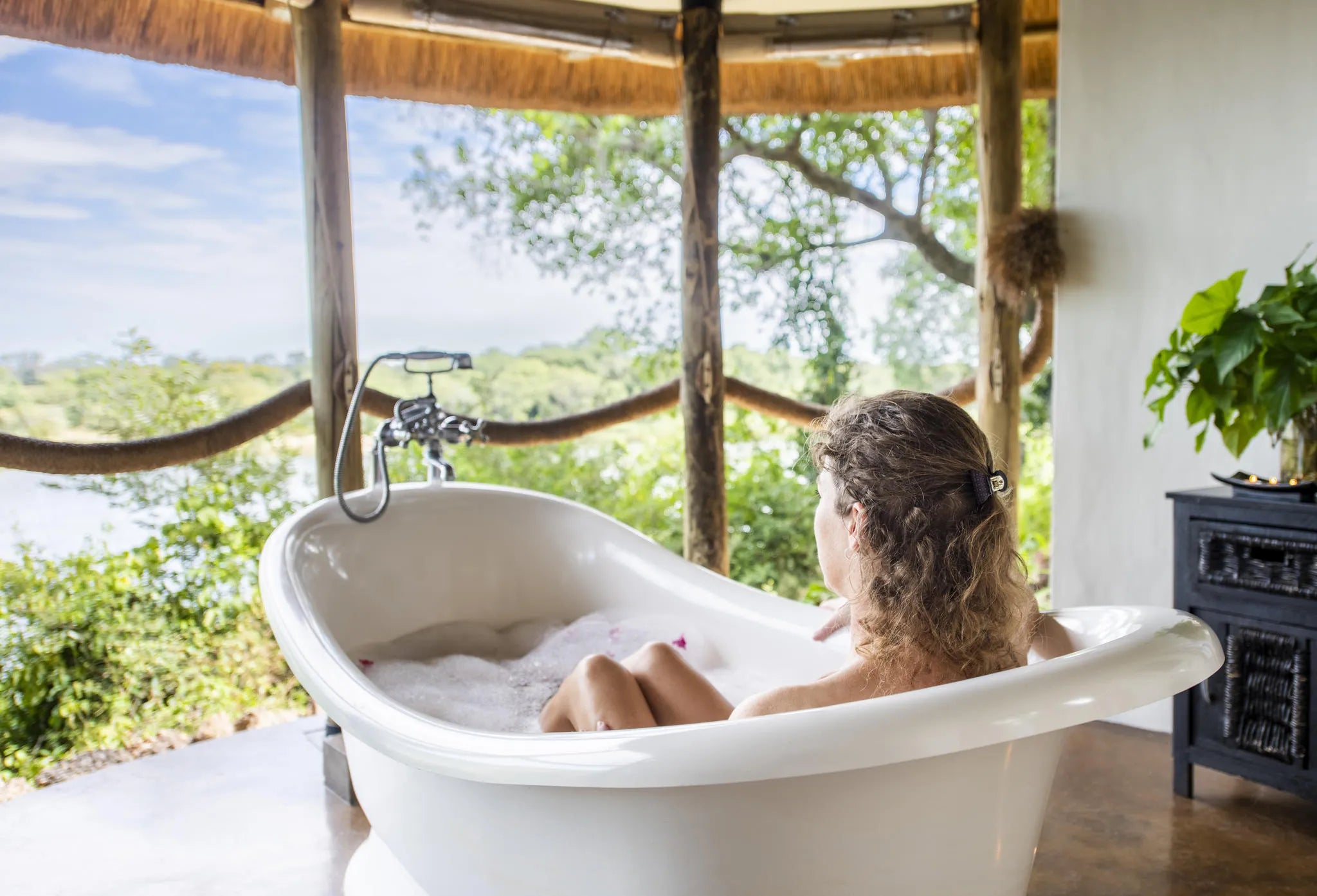 Spa bath at Divava Okavango Resort & Spa, Divundu, Namibia.