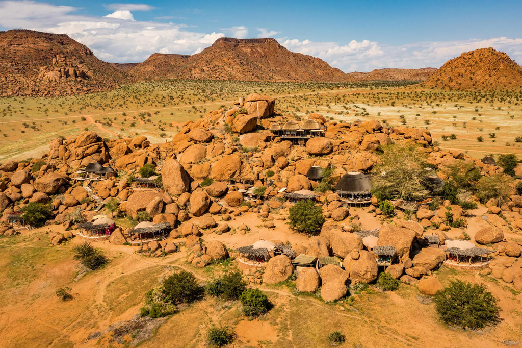 Chiwani Safari Camps' Camp Kipwe Aerial Shot at Camp Kipwe, Twyfelfontein, Namibia.