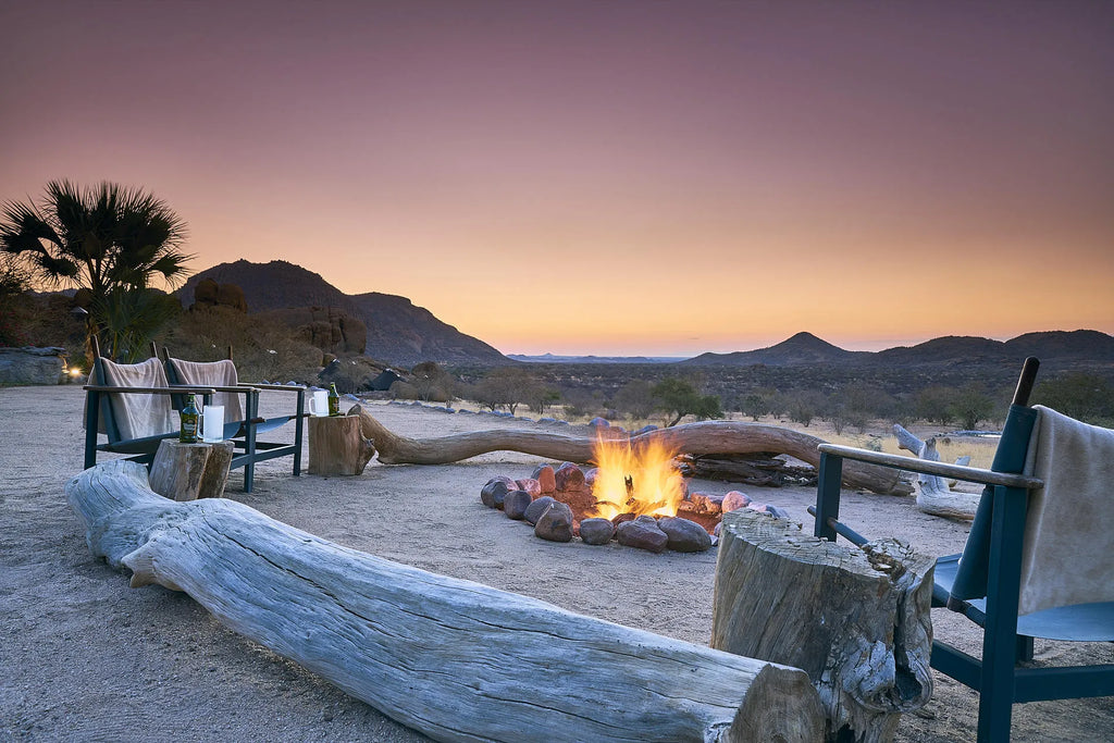 Sundowner view from the Lodge at Ai Aiba Rock Painting Lodge, Erongo Mountains, Namibia.