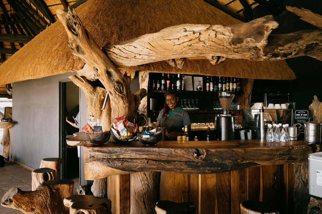Service with a smile at Ai Aiba Rock Painting Lodge, Erongo Mountains, Namibia.
