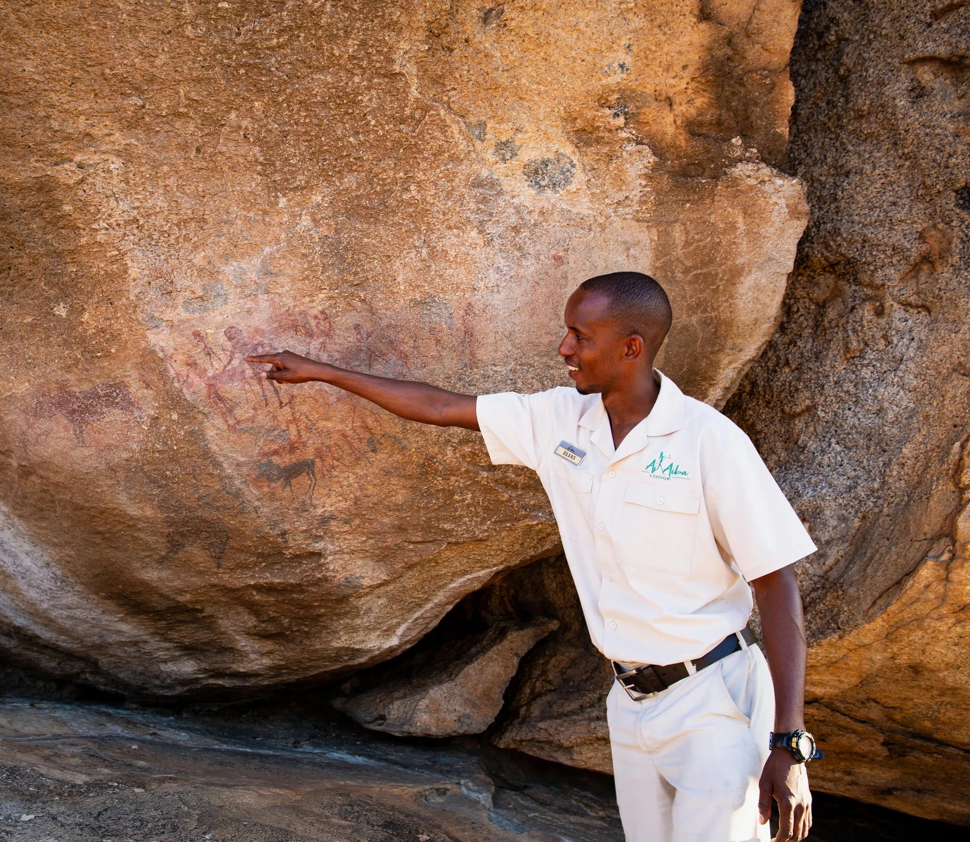 Rock Art Tour at Ai Aiba Rock Painting Lodge, Erongo Mountains, Namibia.
