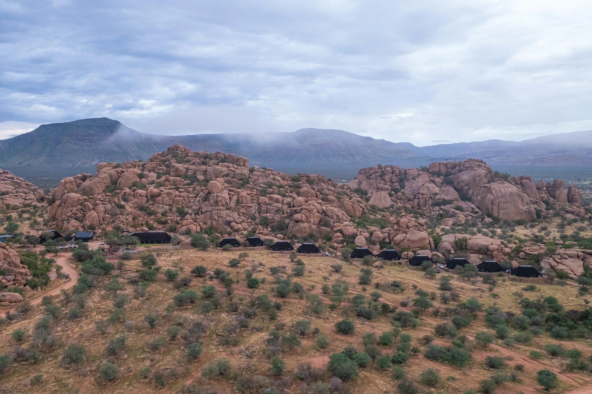 Ai Aiba Lodge setting at Ai Aiba Rock Painting Lodge, Erongo Mountains, Namibia.
