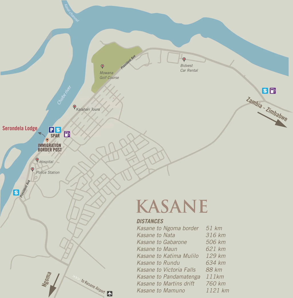 Kasane meeting point at Serondela Lodge, Chobe River Front Namibia, Namibia.