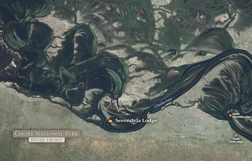 Map location at Serondela Lodge, Chobe River Front Namibia, Namibia.