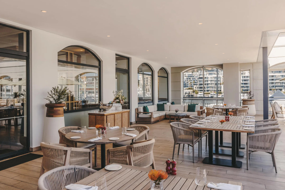 Pool Deck & Restaurant at Cape Grace, A Fairmont Managed Hotel, Cape Town, South Africa.