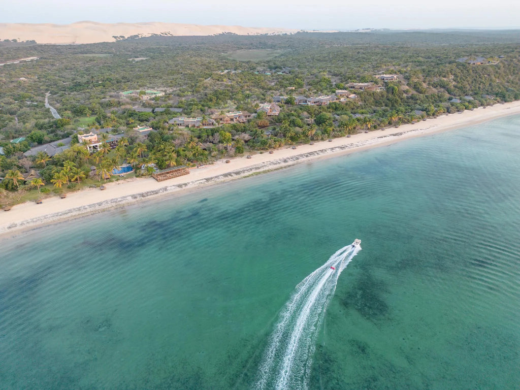 Island Aerial View at Anantara Bazaruto Island Resort, Bazaruto Archipelago, Mozambique.