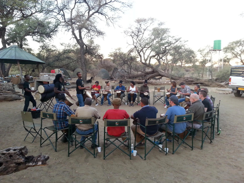 Outdoor drumming at Drum Cafe Namibia, Windhoek, Namibia.