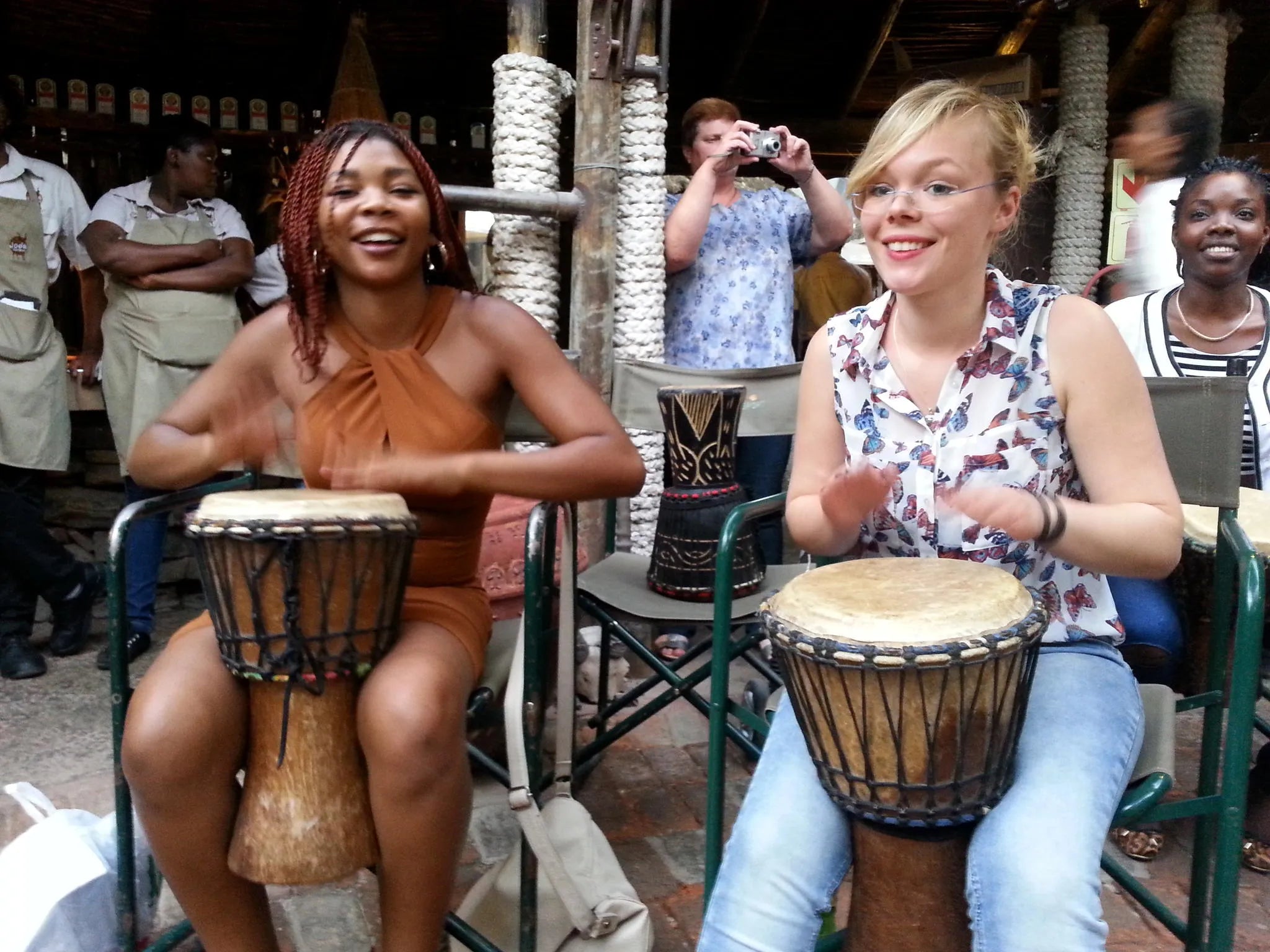 Drumming Circle participants at Drum Cafe Namibia, Windhoek, Namibia.