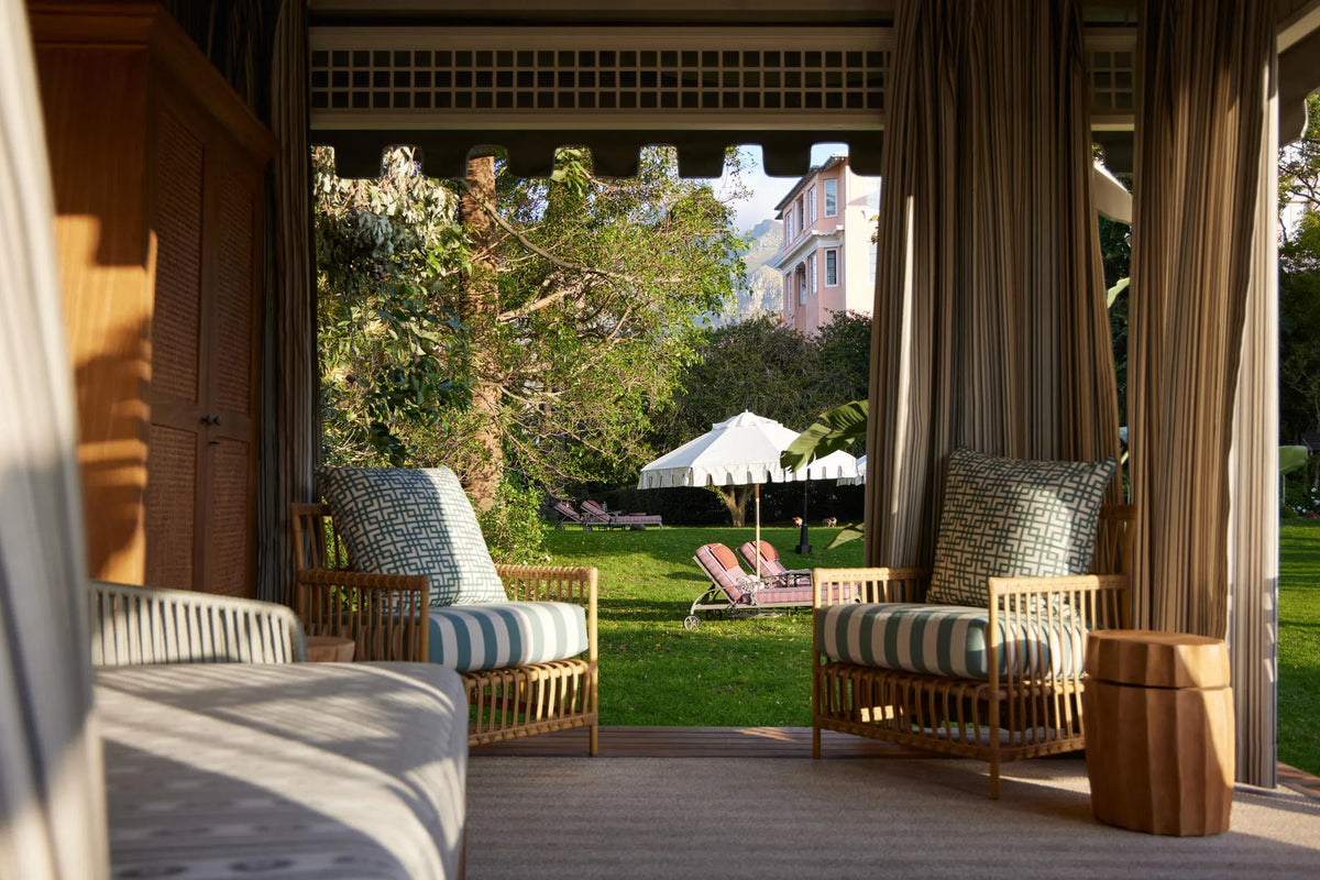 Pool Cabana Interiors at Mount Nelson, A Belmond Hotel, Cape Town, Cape Town, South Africa.