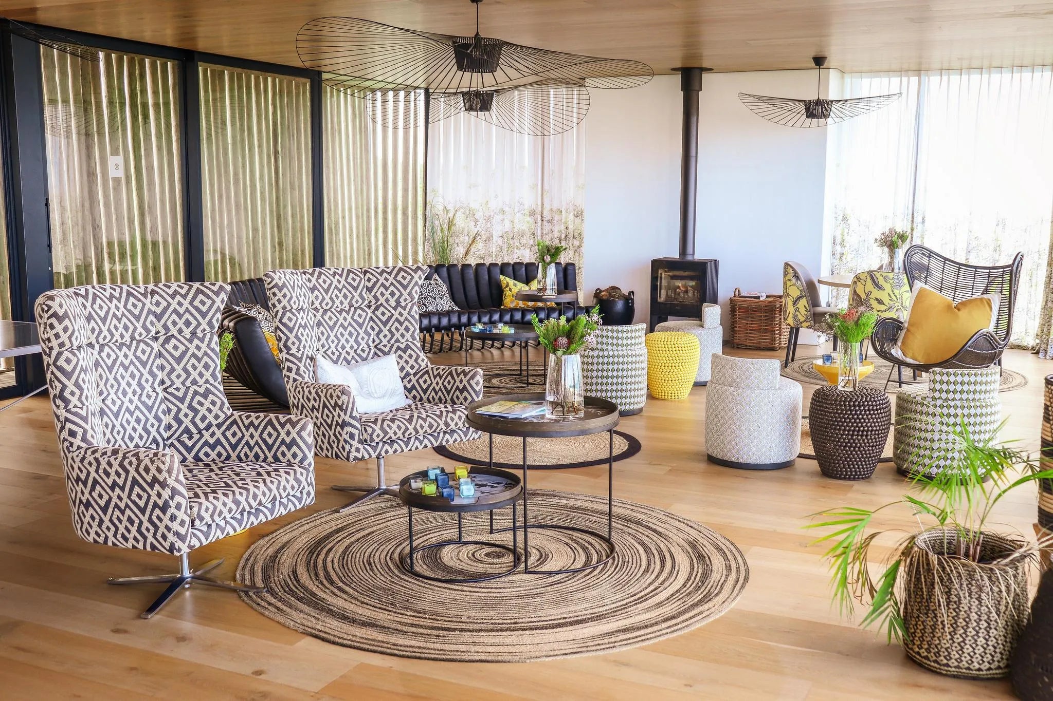 Morukuru Beach Lodge - upstairs bar and lounge area at Morukuru Beach Lodge, De Hoop Nature Reserve, South Africa.