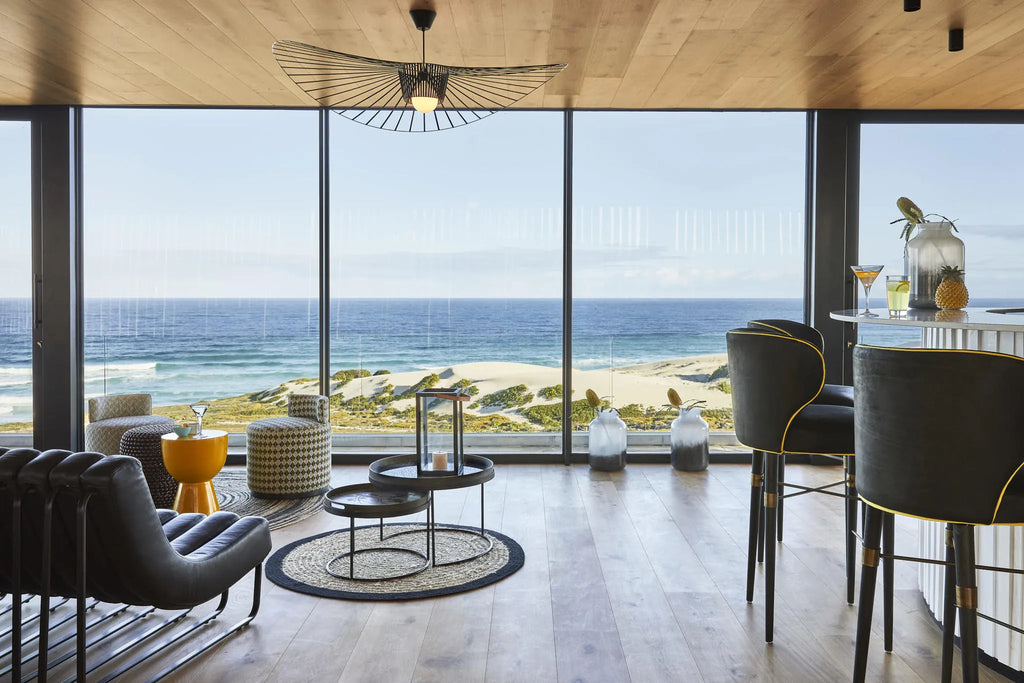 Morukuru Beach Lodge - view from bar and lounge on 1st floor at Morukuru Beach Lodge, De Hoop Nature Reserve, South Africa.