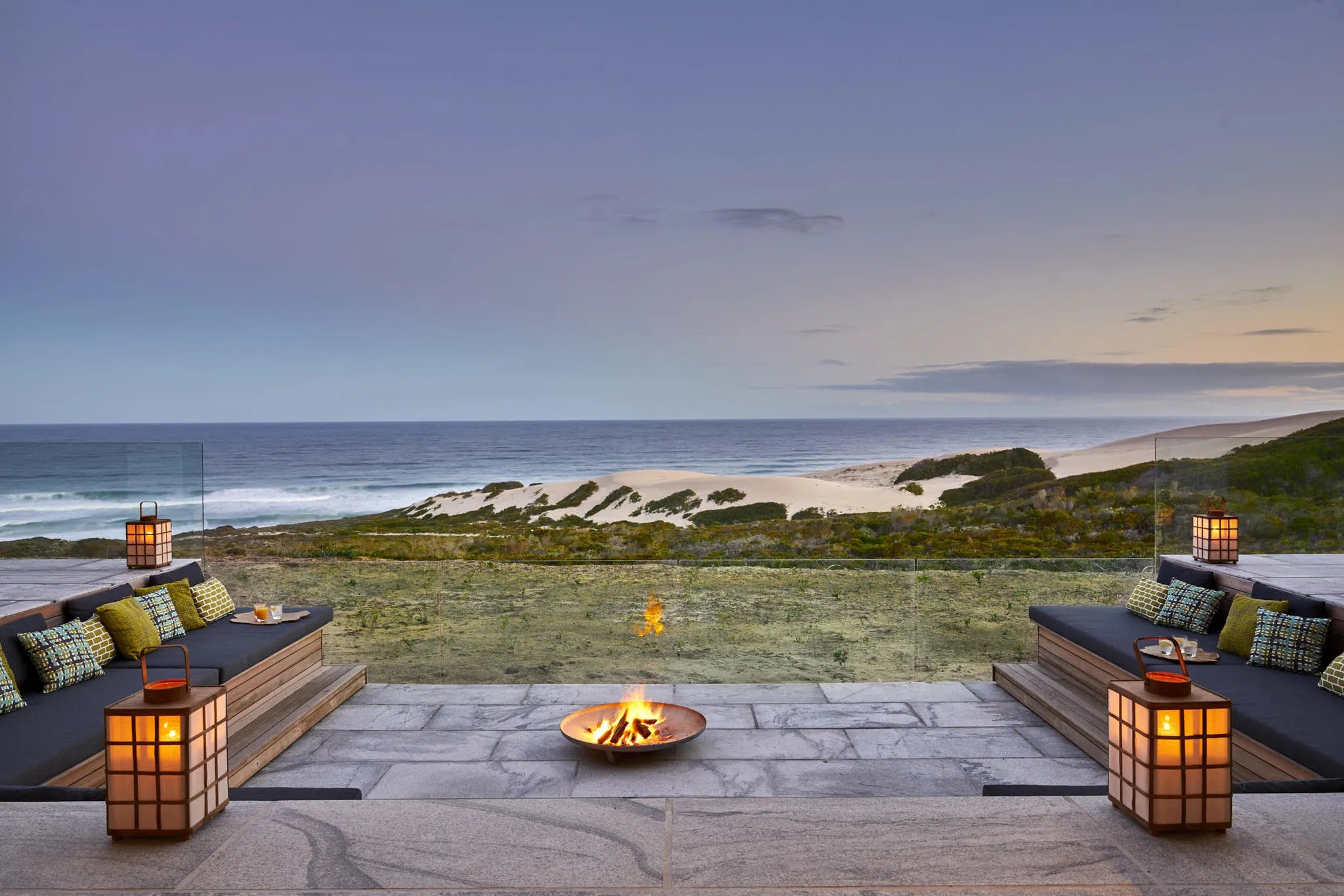 Morukuru Beach Lodge - Fire pit with a view at Morukuru Beach Lodge, De Hoop Nature Reserve, South Africa.
