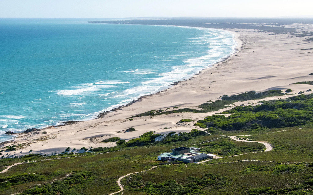 Morukuru Beach Lodge - aerial view at Morukuru Beach Lodge, De Hoop Nature Reserve, South Africa.