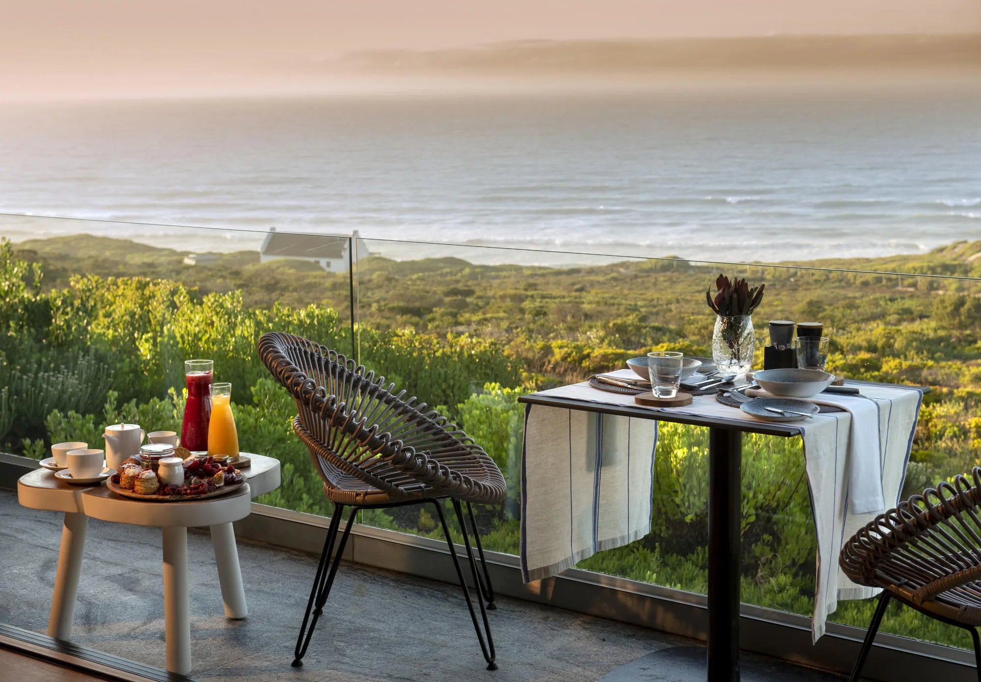 Morukuru Beach Lodge - room service breakfast at Morukuru Beach Lodge, De Hoop Nature Reserve, South Africa.