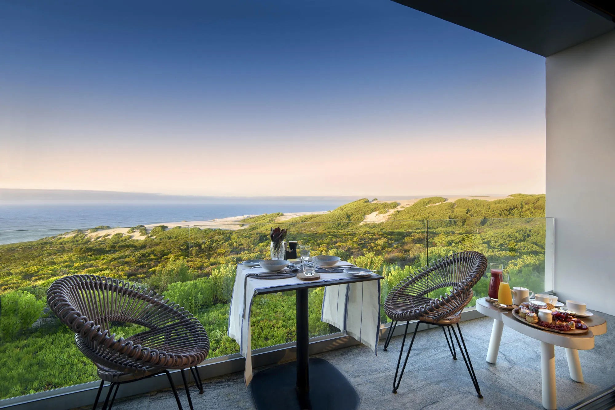 Morukuru Beach Lodge - room service breakfast at Morukuru Beach Lodge, De Hoop Nature Reserve, South Africa.