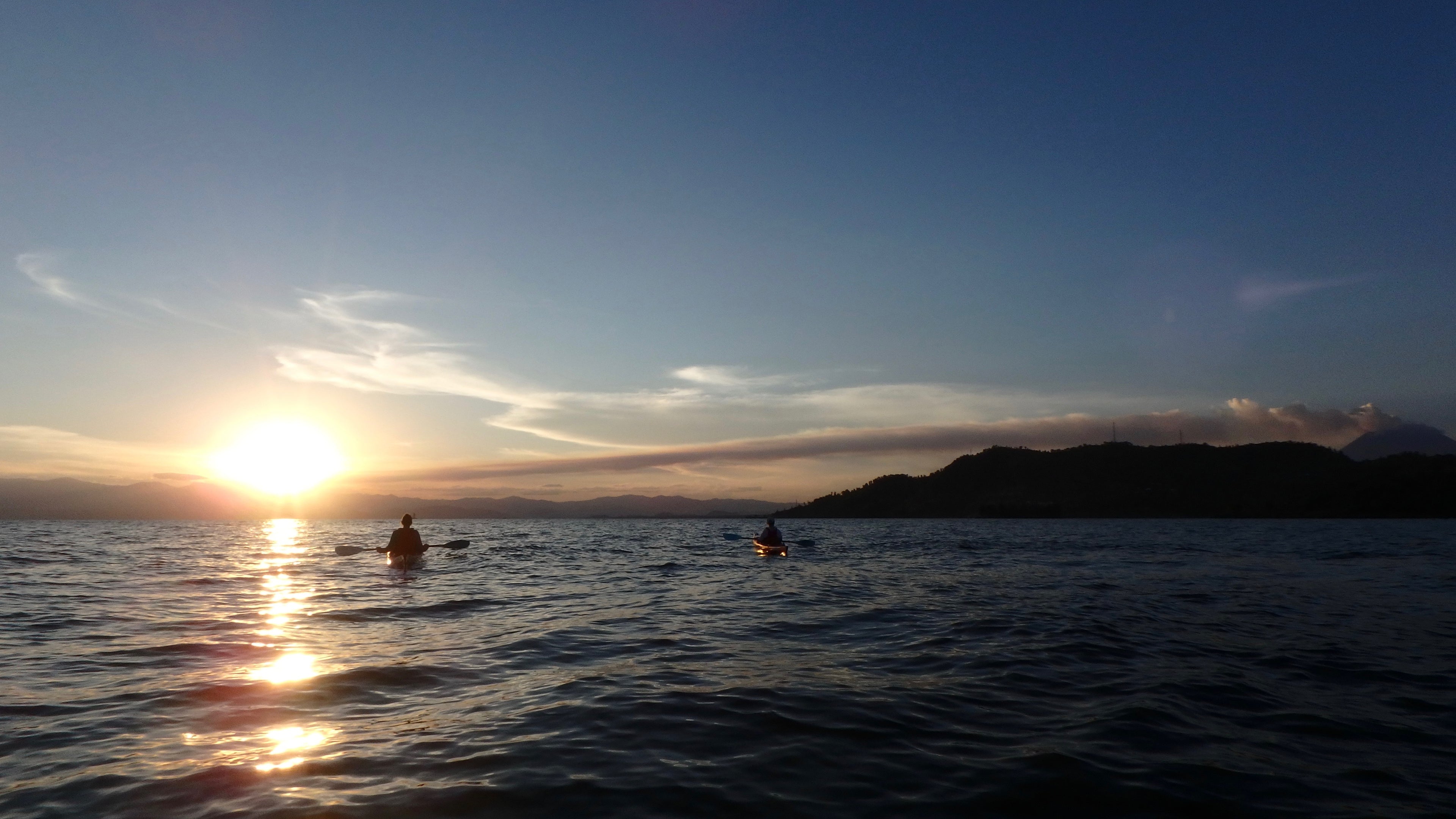 Sunset whilst kayaking on Lake Kivu