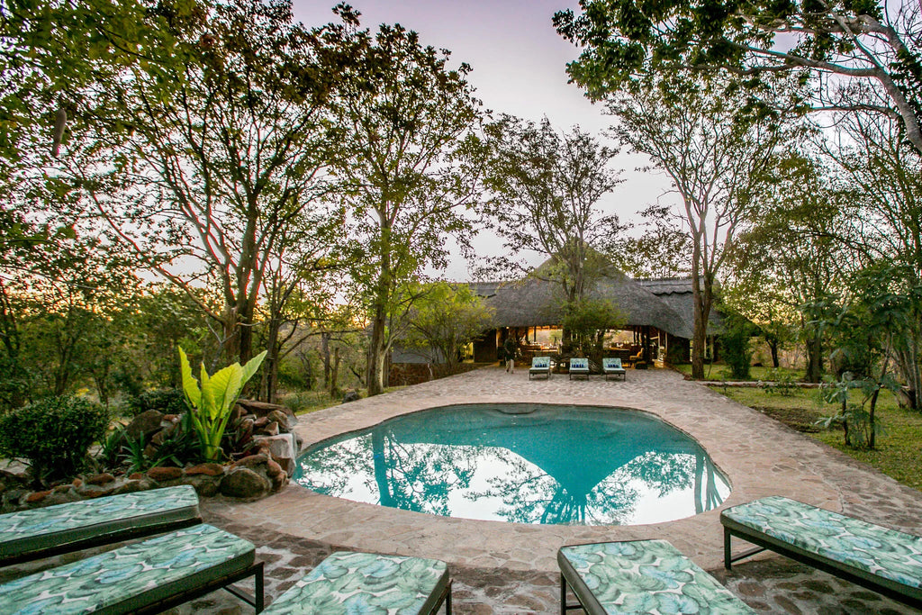 Masuwe Lodge - pool area at Masuwe Lodge, Victoria Falls (Zimbabwe), Zimbabwe.