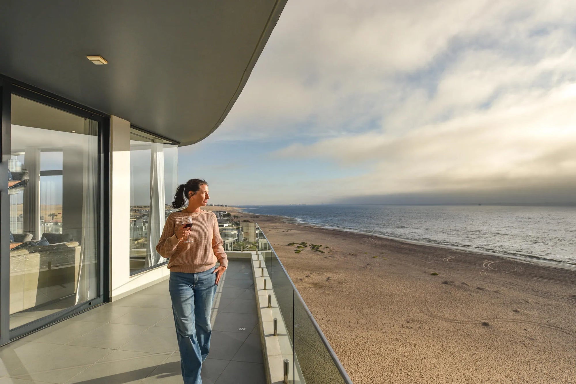 View from the Penthouse at Bay View Resort Hotel Namibia, Walvis Bay, Namibia.