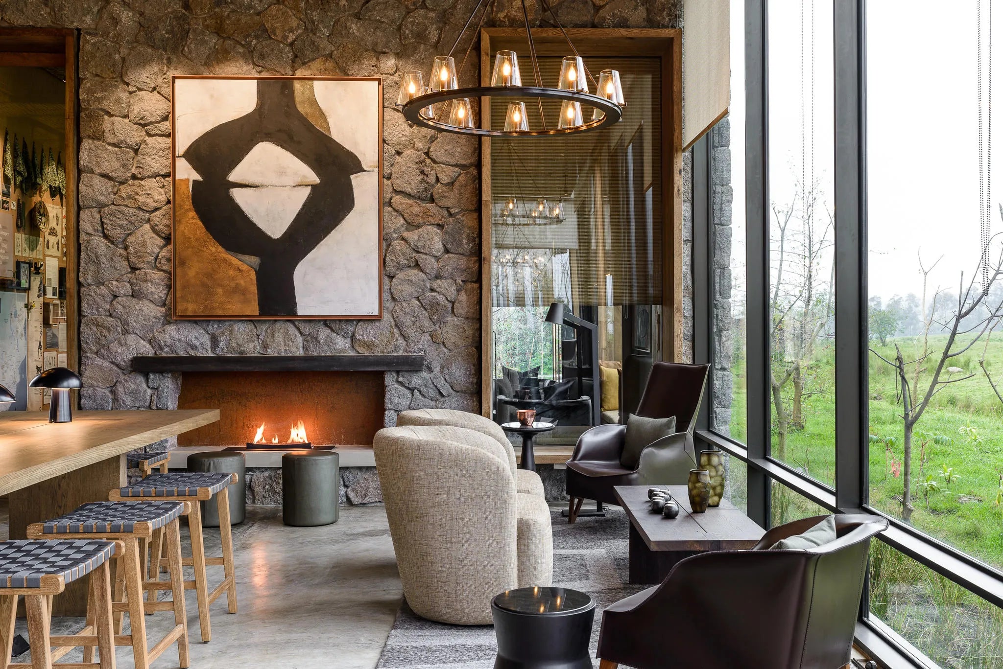 Singita Kwitonda Lodge - Lounge Area at Singita Kwitonda Lodge, Volcanoes National Park, Rwanda.