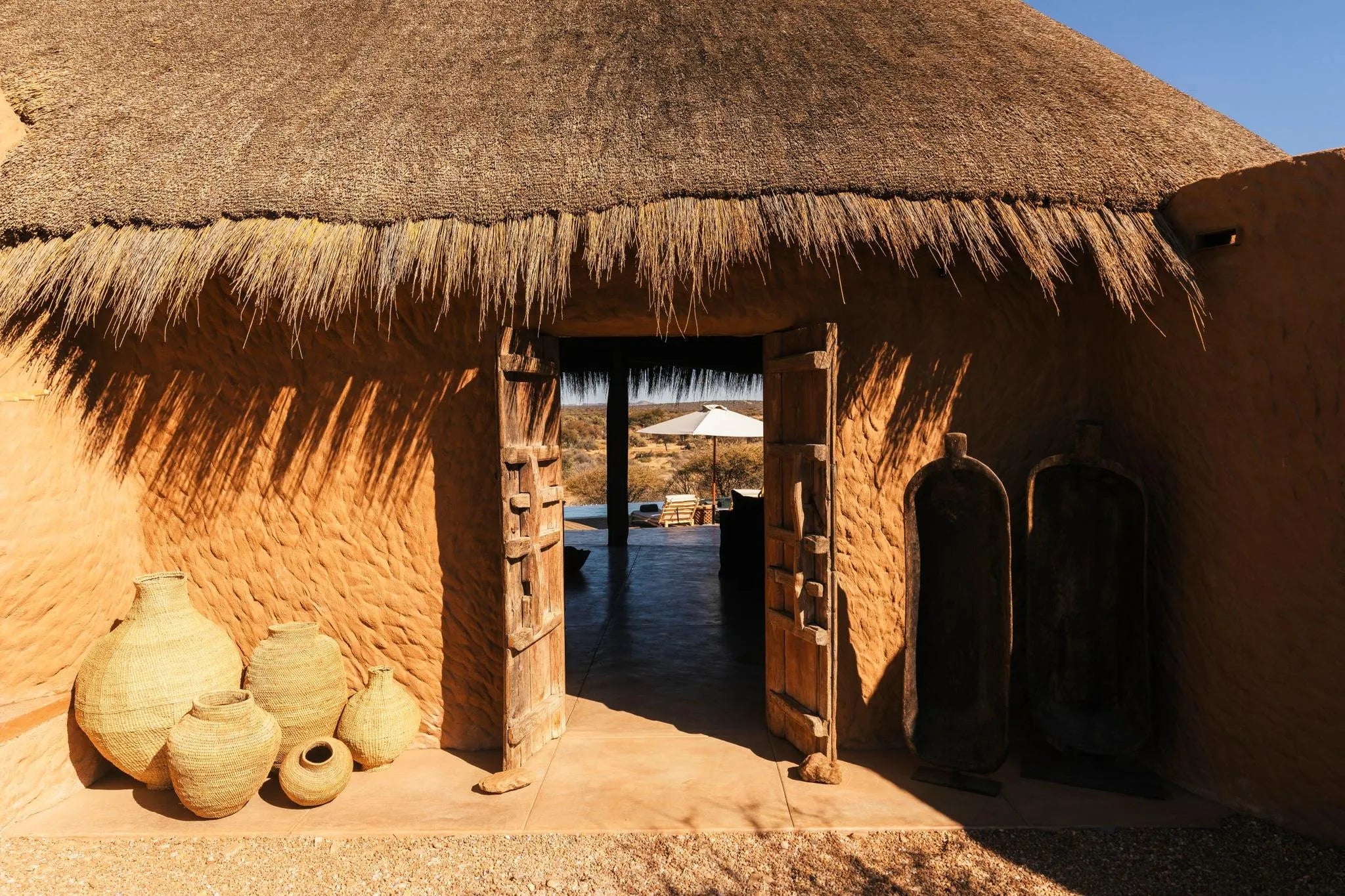 Reception entrance at Zannier Omaanda, Zannier Reserve, Namibia.