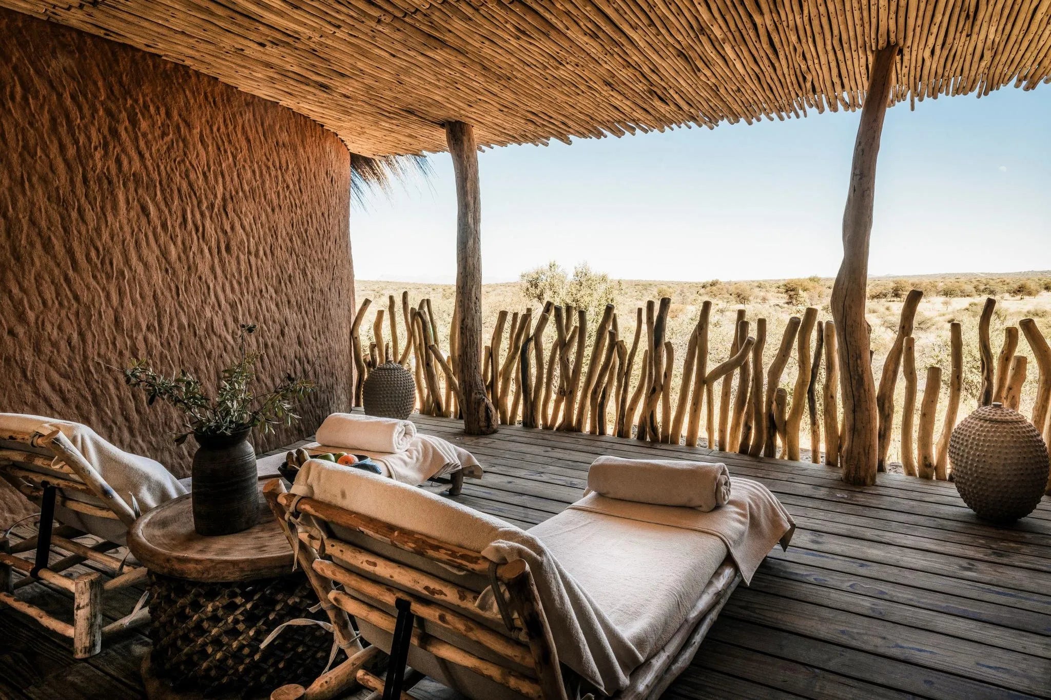 Spa relaxation terrace at Zannier Omaanda, Zannier Reserve, Namibia.