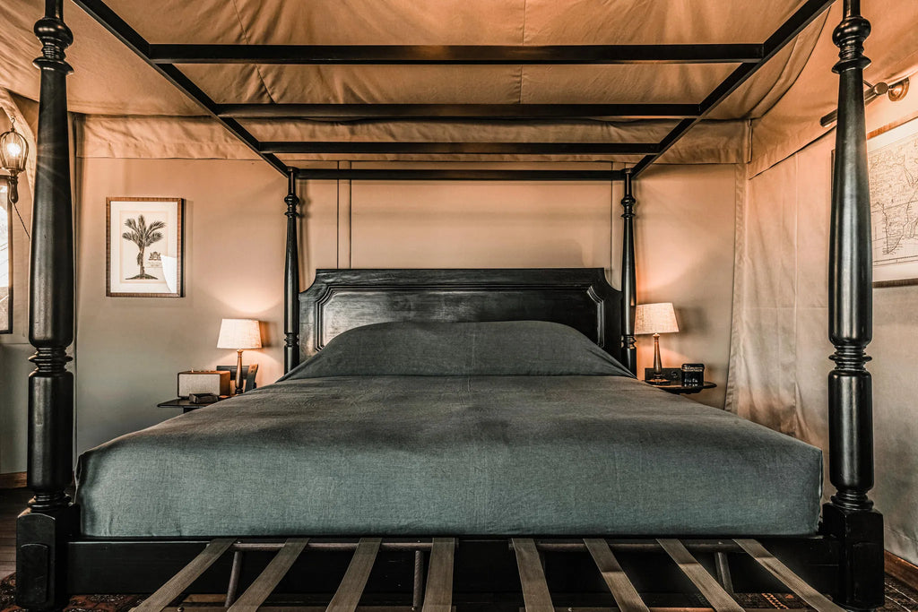 Sonop King size bed at Zannier Sonop, NamibRand Nature Reserve, Namibia.